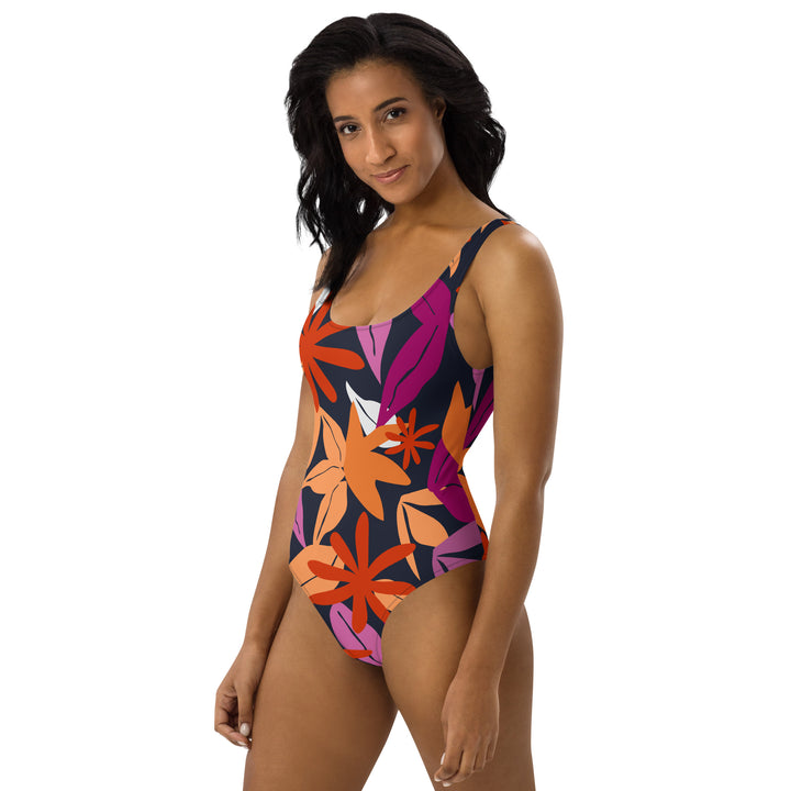 Floral Pattern One-Piece Swimsuit in Lesbian Colours Swimwear The Rainbow Stores