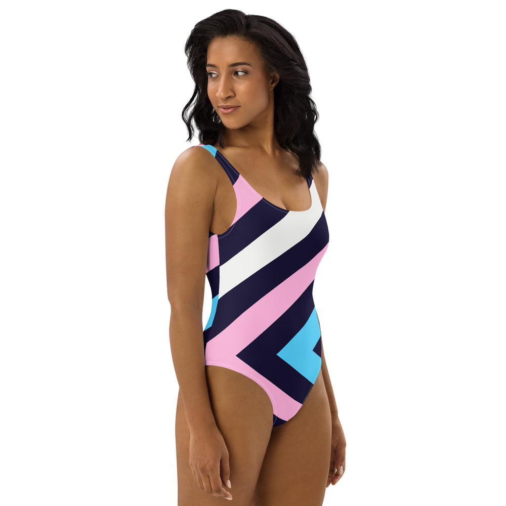 Trans Diagonal Stripes One-Piece Swimsuit Swimwear The Rainbow Stores