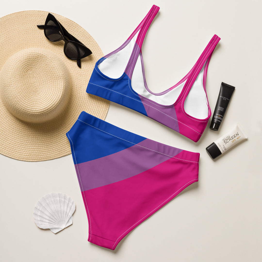 Bisexual Stripes High-Waisted Bikini Swimwear The Rainbow Stores