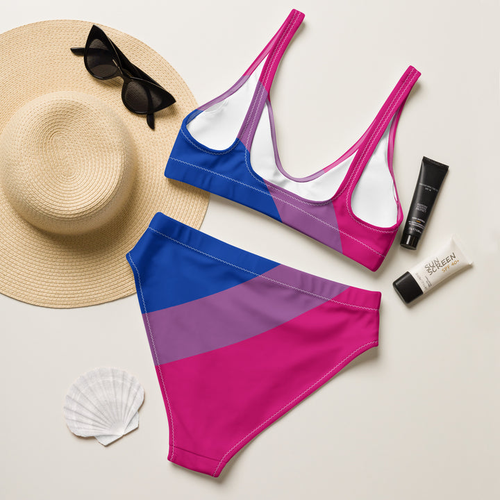 Bisexual Stripes High-Waisted Bikini Swimwear The Rainbow Stores
