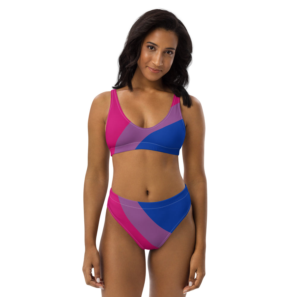 Bisexual Stripes High-Waisted Bikini Swimwear The Rainbow Stores