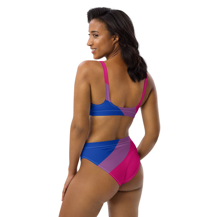 Bisexual Stripes High-Waisted Bikini Swimwear The Rainbow Stores