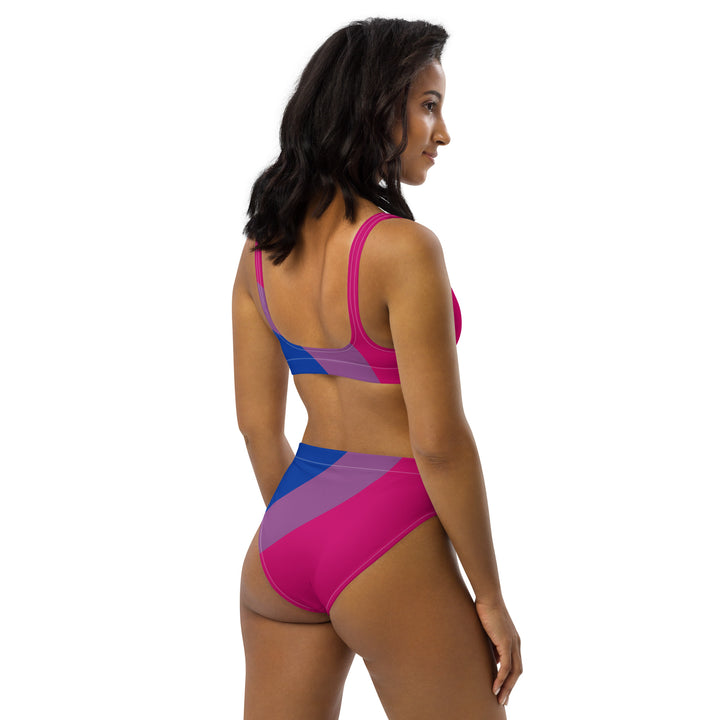 Bisexual Stripes High-Waisted Bikini Swimwear The Rainbow Stores