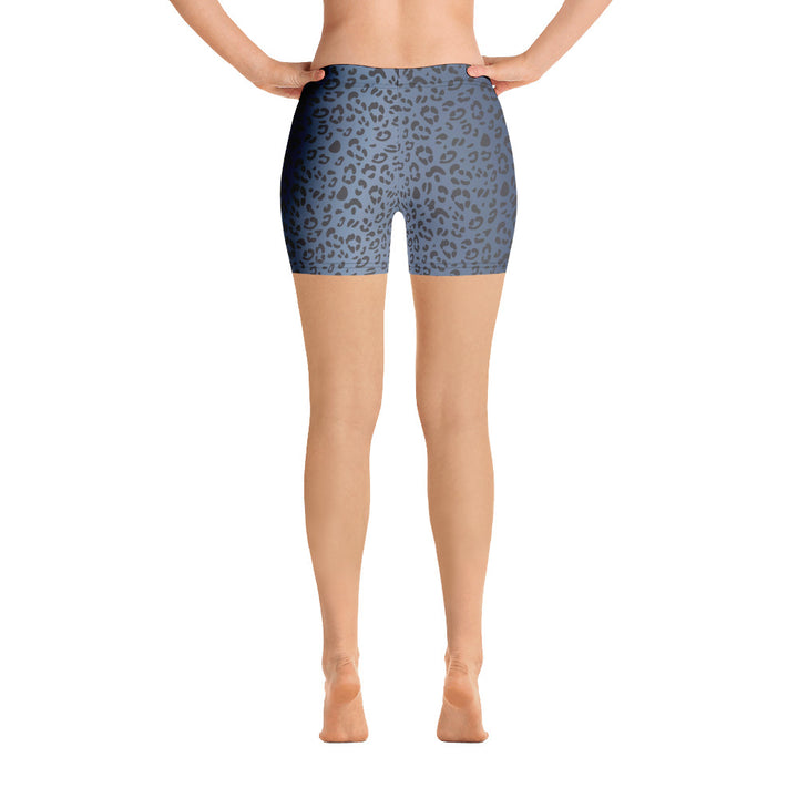 Aromantic Pride Flag Blue Leopard Print Legging Shorts Legging Shorts The Rainbow Stores