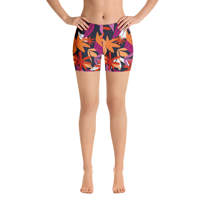 Floral Pattern Legging Shorts in Lesbian Colours Legging Shorts The Rainbow Stores