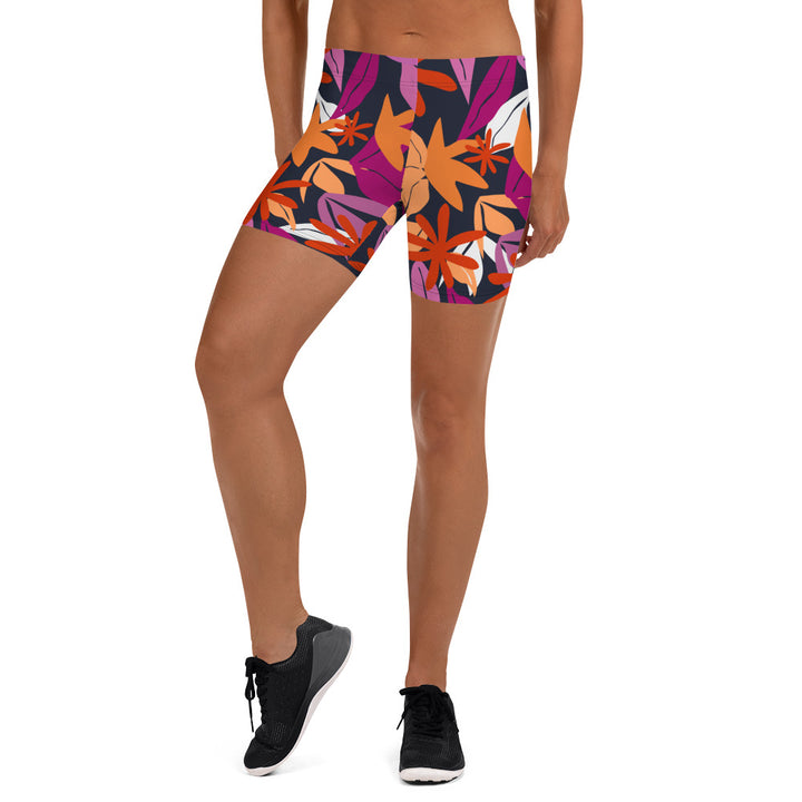 Floral Pattern Legging Shorts in Lesbian Colours Legging Shorts The Rainbow Stores