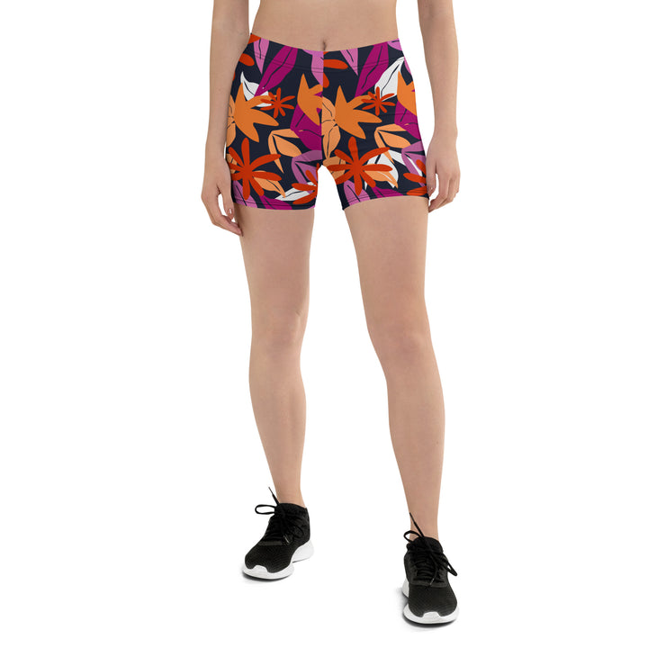 Floral Pattern Legging Shorts in Lesbian Colours Legging Shorts The Rainbow Stores