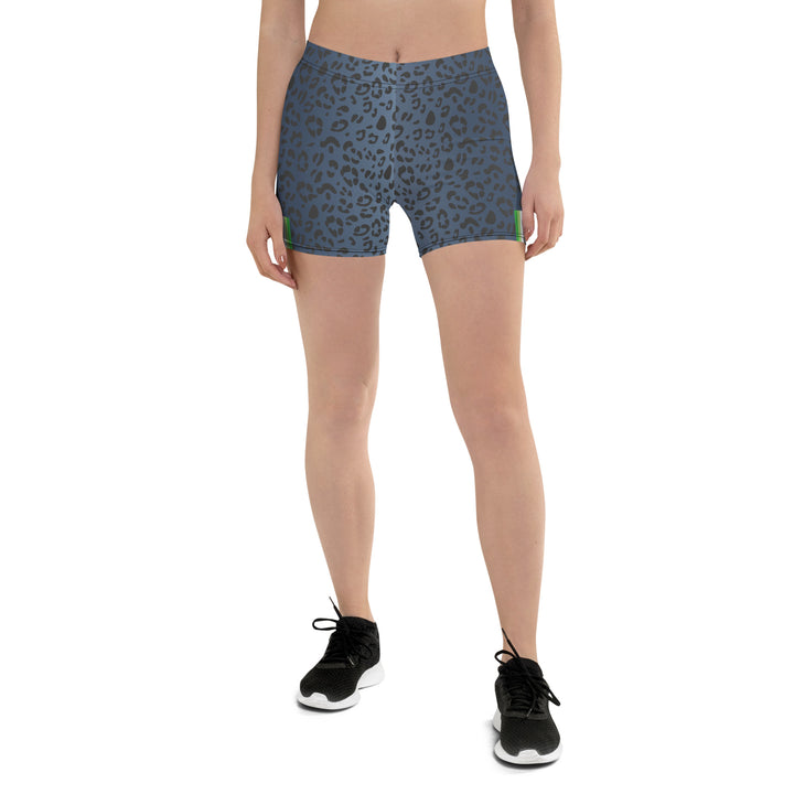 Aromantic Pride Flag Blue Leopard Print Legging Shorts Legging Shorts The Rainbow Stores