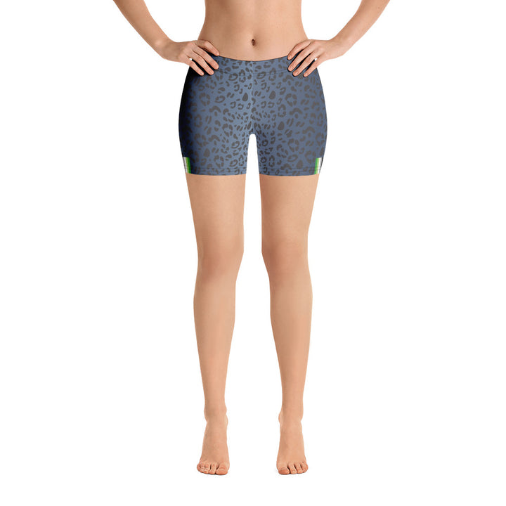 Aromantic Pride Flag Blue Leopard Print Legging Shorts Legging Shorts The Rainbow Stores