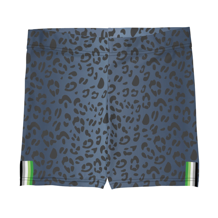 Aromantic Pride Flag Blue Leopard Print Legging Shorts Legging Shorts The Rainbow Stores