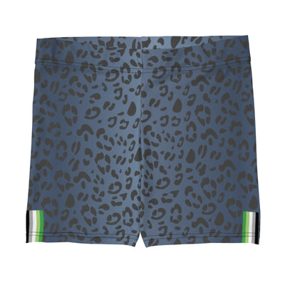 Aromantic Pride Flag Blue Leopard Print Legging Shorts Shorts The Rainbow Stores