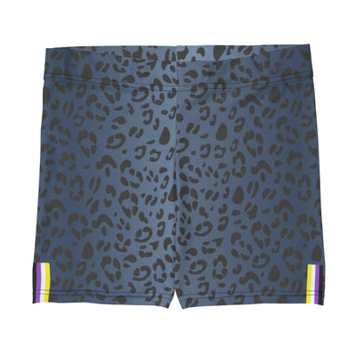 Non-Binary Pride Flag Blue Leopard Print Legging Shorts Legging Shorts The Rainbow Stores