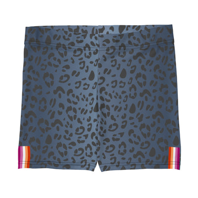 Lesbian Pride Flag Blue Leopard Print Legging Shorts Legging Shorts The Rainbow Stores
