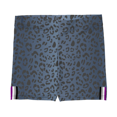 Asexual Pride Flag Blue Leopard Print Legging Shorts Shorts The Rainbow Stores