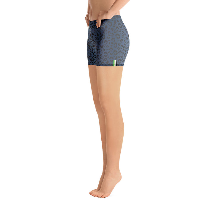 Aromantic Pride Flag Blue Leopard Print Legging Shorts Legging Shorts The Rainbow Stores