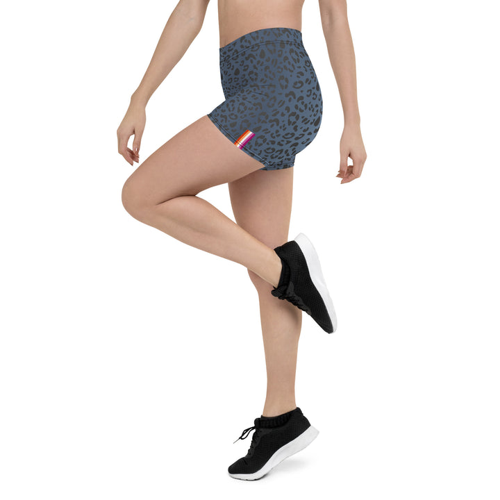 Lesbian Pride Flag Blue Leopard Print Legging Shorts Legging Shorts The Rainbow Stores