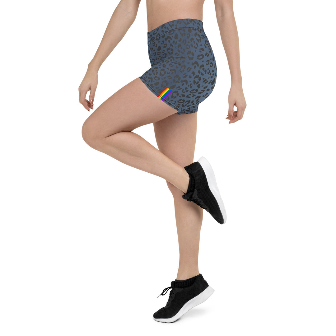 Rainbow Pride Flag Blue Leopard Print Legging Shorts Legging Shorts The Rainbow Stores