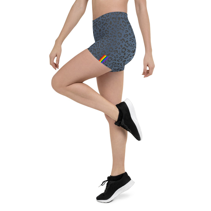 Rainbow Pride Flag Blue Leopard Print Legging Shorts Legging Shorts The Rainbow Stores