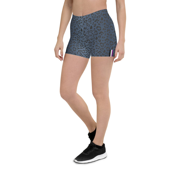 Asexual Pride Flag Blue Leopard Print Legging Shorts Legging Shorts The Rainbow Stores
