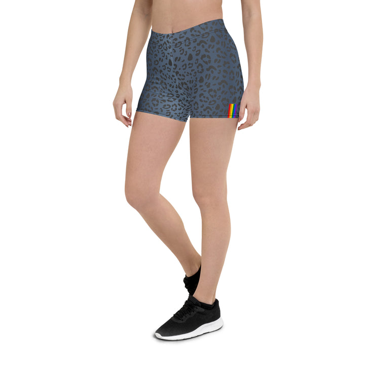 Rainbow Pride Flag Blue Leopard Print Legging Shorts Legging Shorts The Rainbow Stores
