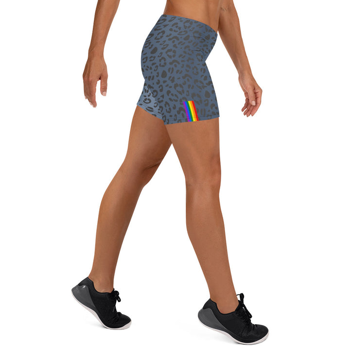 Rainbow Pride Flag Blue Leopard Print Legging Shorts Legging Shorts The Rainbow Stores