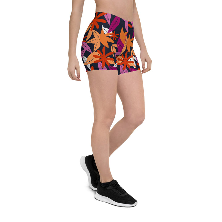 Floral Pattern Legging Shorts in Lesbian Colours Legging Shorts The Rainbow Stores