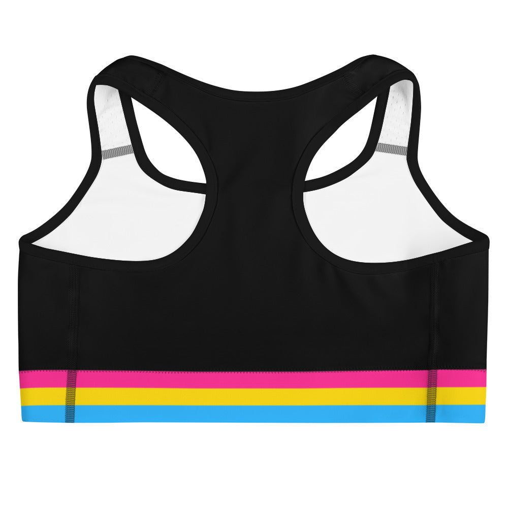 Pansexual Pride Flag Trim Sports bra Sports Bras The Rainbow Stores
