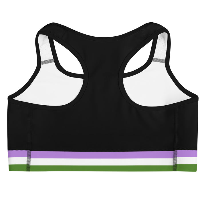 Genderqueer Pride Flag Trim Sports Bra (Black) Sports Bras The Rainbow Stores