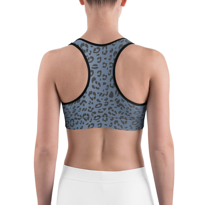 Lesbian Pride Flash Blue Leopard Print Sports bra Sports Bras The Rainbow Stores