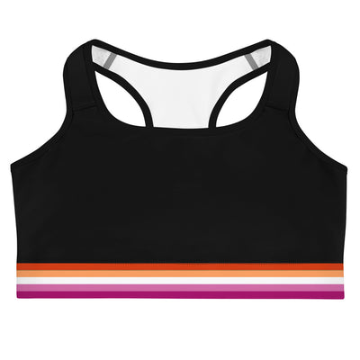 Lesbian Pride Flag Trim Sports Bra (Black) Sports Bras The Rainbow Stores
