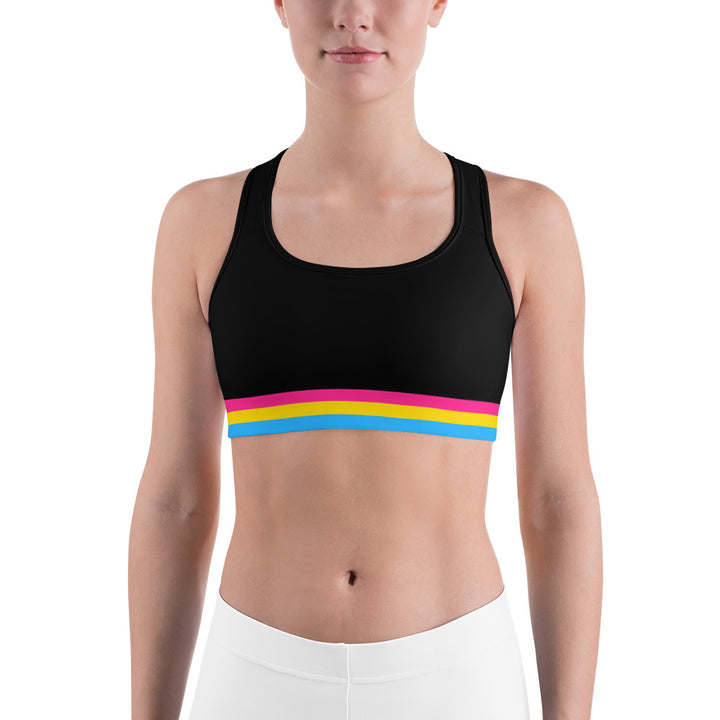 Pansexual Pride Flag Trim Sports bra Sports Bras The Rainbow Stores
