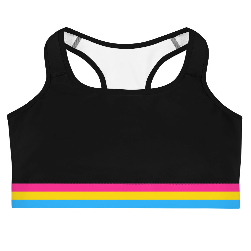 Pansexual Pride Flag Trim Sports bra Sports Bras The Rainbow Stores