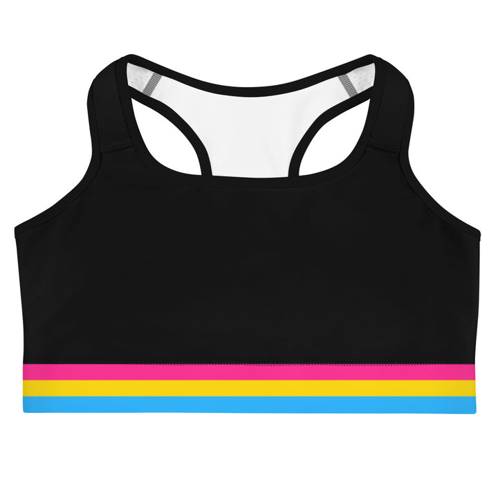 Pansexual Pride Flag Trim Sports bra Sports Bras The Rainbow Stores