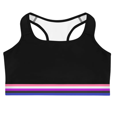 Gender Fluid Pride Flag Trim Sports Bra (black) Sports Bras The Rainbow Stores