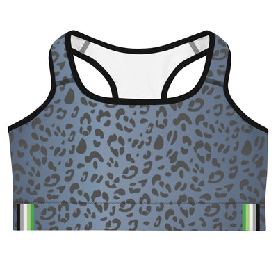 Aromantic Pride Flash Blue Leopard Print Sports Bra Sports Bras The Rainbow Stores