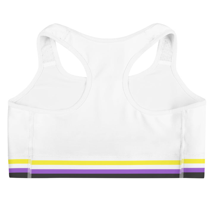 Non-Binary Pride Flag Trim Sports Bra (White) Sports Bras The Rainbow Stores