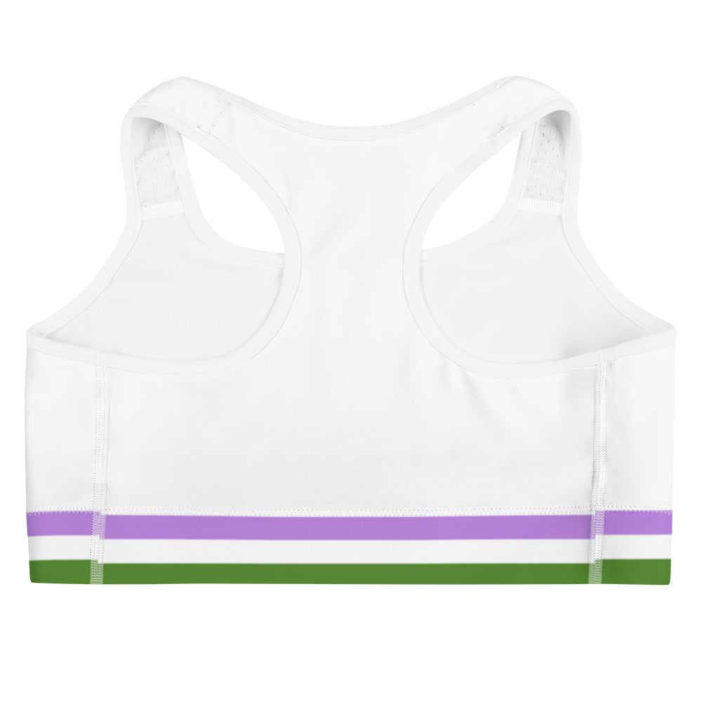 Genderqueer Pride Flag Sports Bra (White) Sports Bras The Rainbow Stores