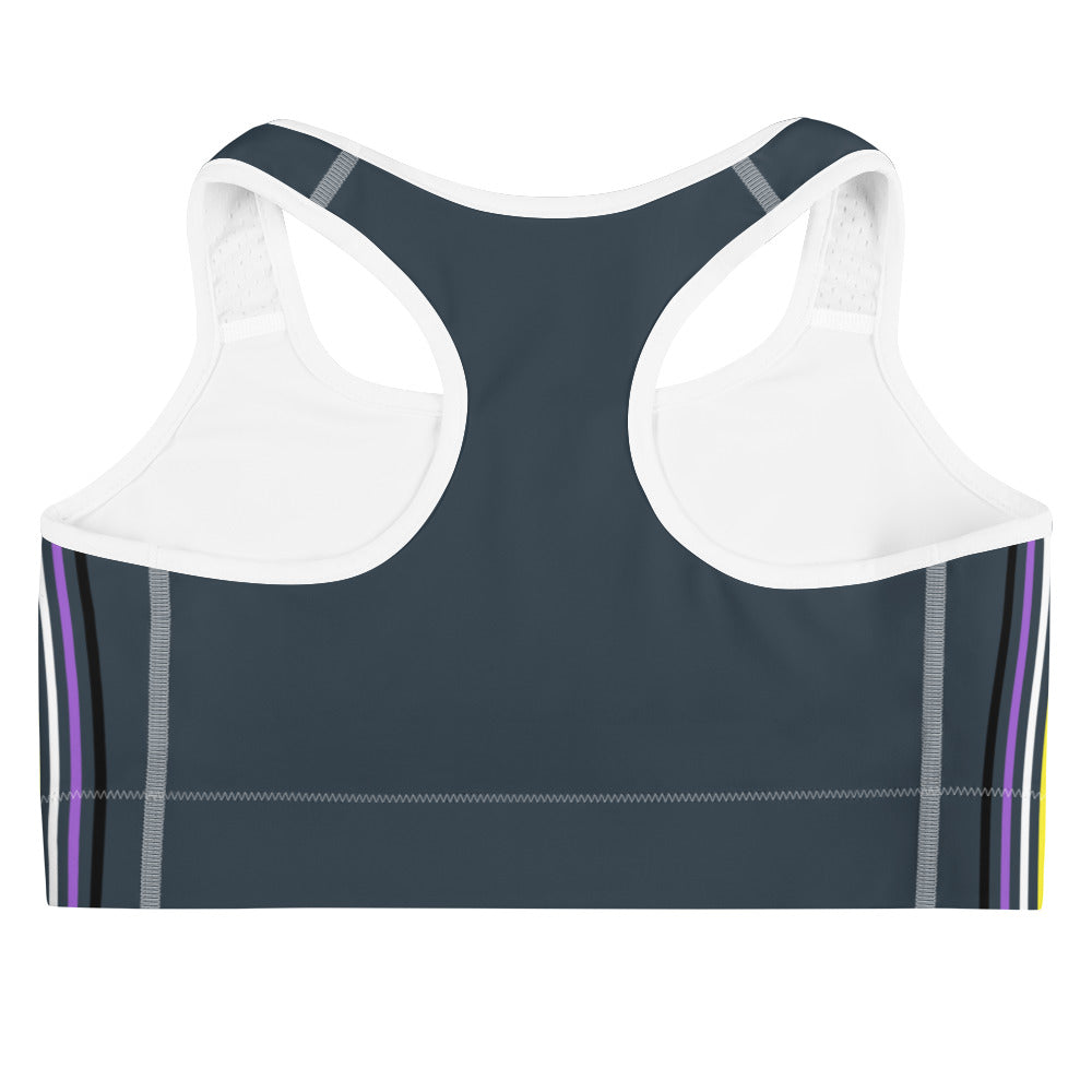 Non-Binary Pride Flag Separated Stripes Sports Bra Sports Bras The Rainbow Stores