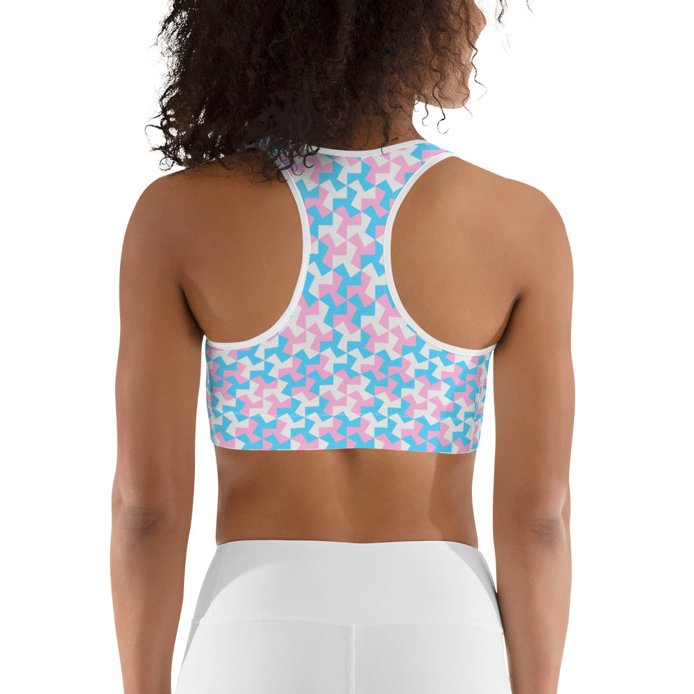 Trans Pride Pattern X Sports bra Sports Bras The Rainbow Stores