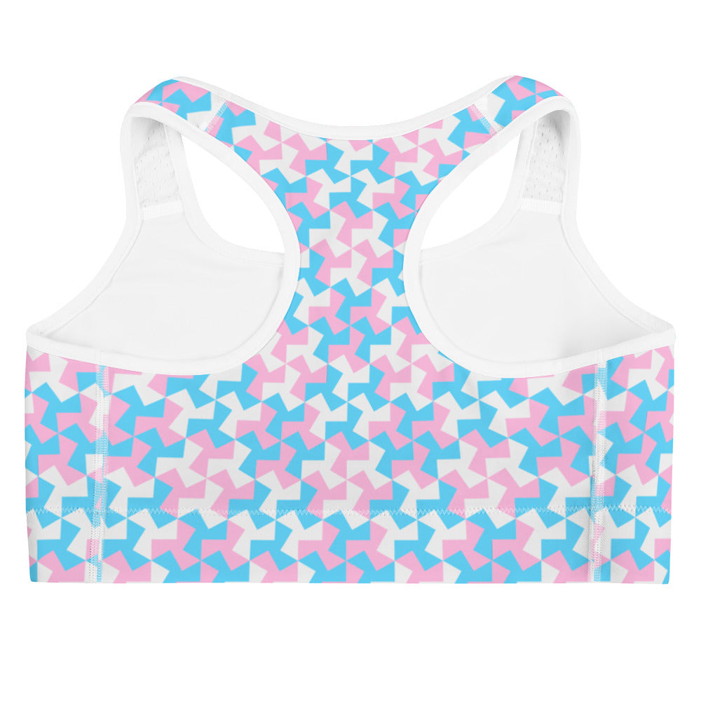 Trans Pride Pattern X Sports bra Sports Bras The Rainbow Stores
