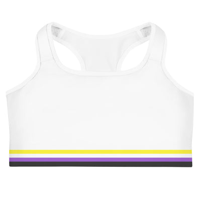 Non-Binary Pride Flag Trim Sports Bra (White) Sports Bras The Rainbow Stores