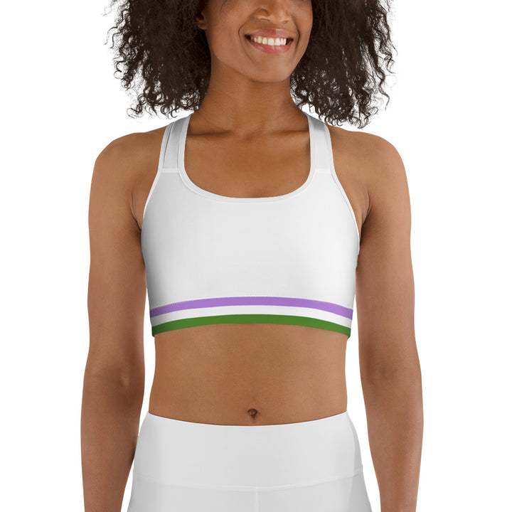 Genderqueer Pride Flag Sports Bra (White) Sports Bras The Rainbow Stores