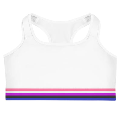 Gender Fluid Pride Flag Trim Sports Bra (White) Sports Bras The Rainbow Stores