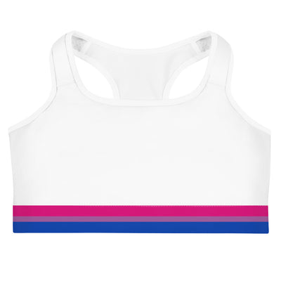 Bisexual Pride Flag Trim Sports Bra (White) Sports Bras The Rainbow Stores
