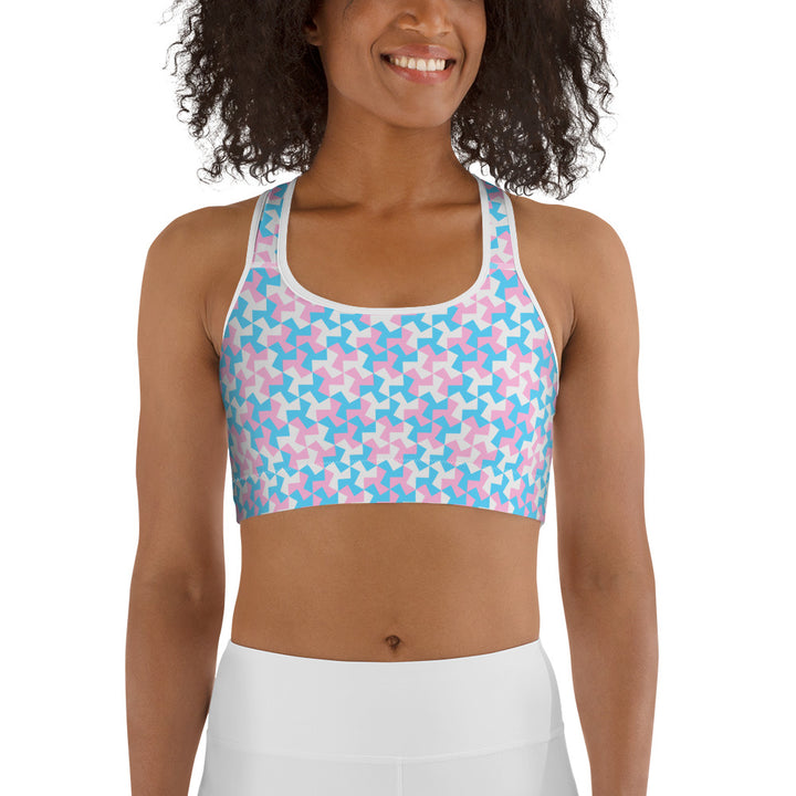 Trans Pride Pattern X Sports bra Sports Bras The Rainbow Stores