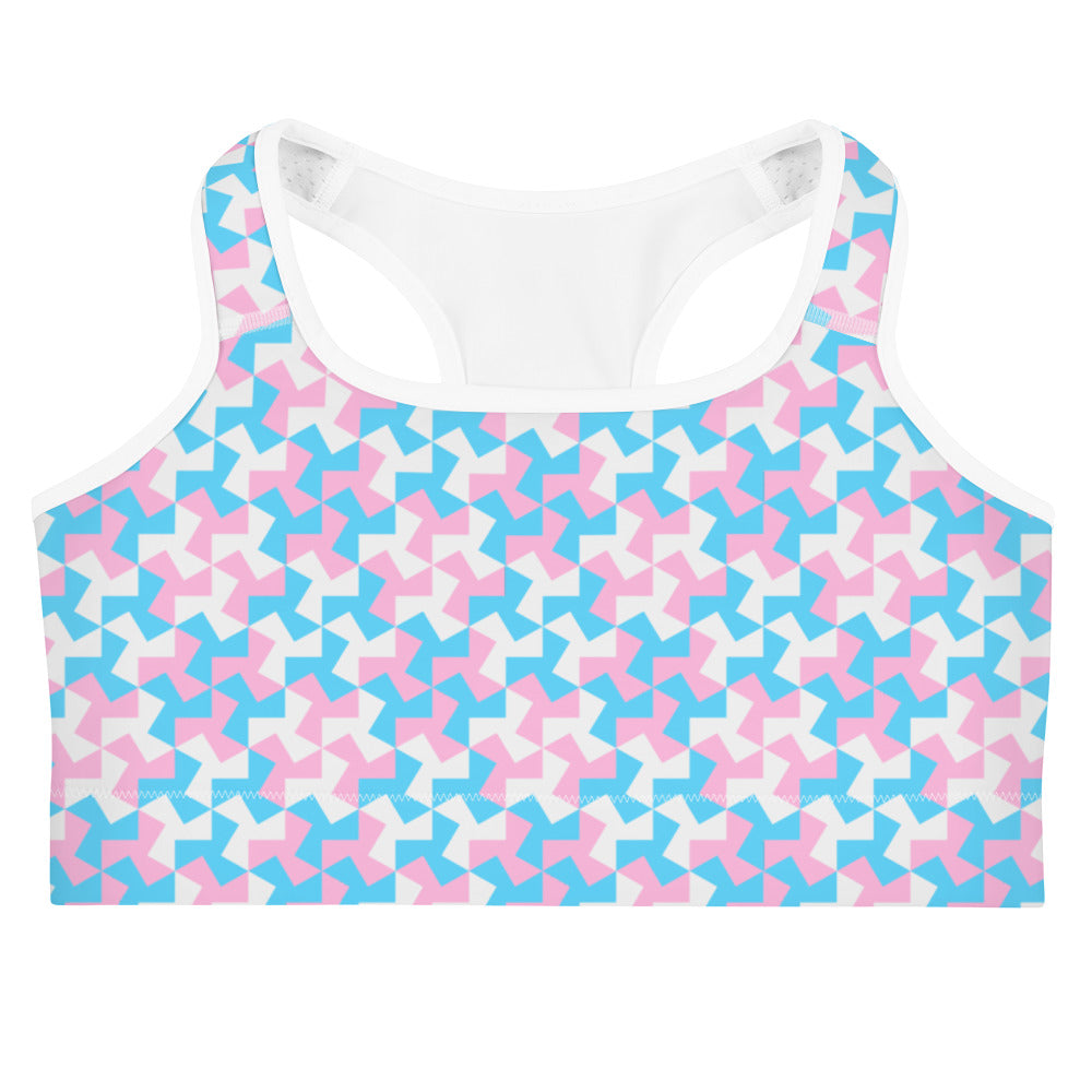 Trans Pride Pattern X Sports bra Sports Bras The Rainbow Stores