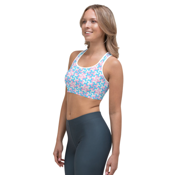 Trans Pride Pattern X Sports bra Sports Bras The Rainbow Stores