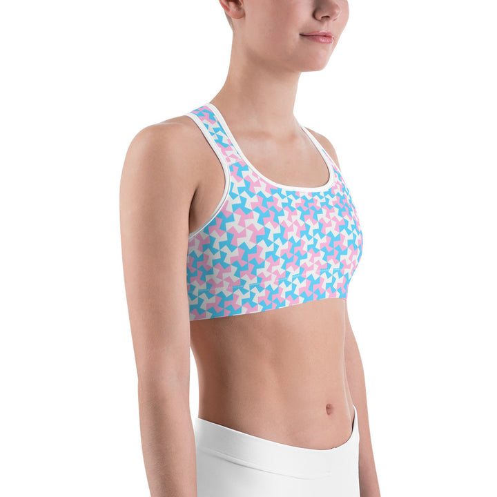 Trans Pride Pattern X Sports bra Sports Bras The Rainbow Stores