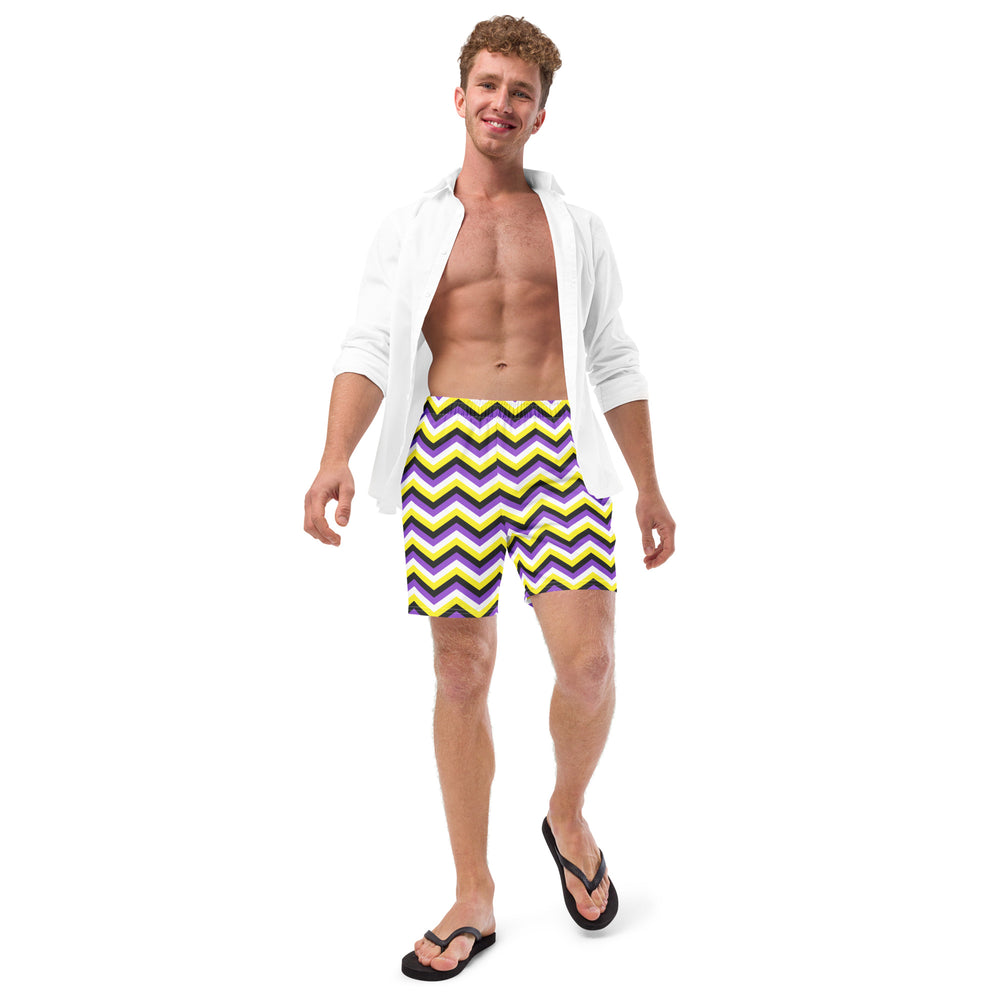 Non-Binary Zig Zag Swimming Trunks Swimwear The Rainbow Stores