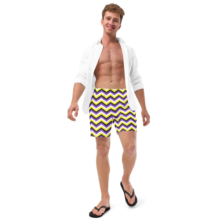 Non-Binary Zig Zag Swimming Trunks Swimwear The Rainbow Stores